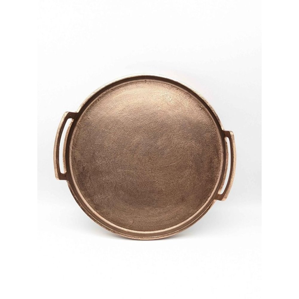 12" antique copper tray with handles